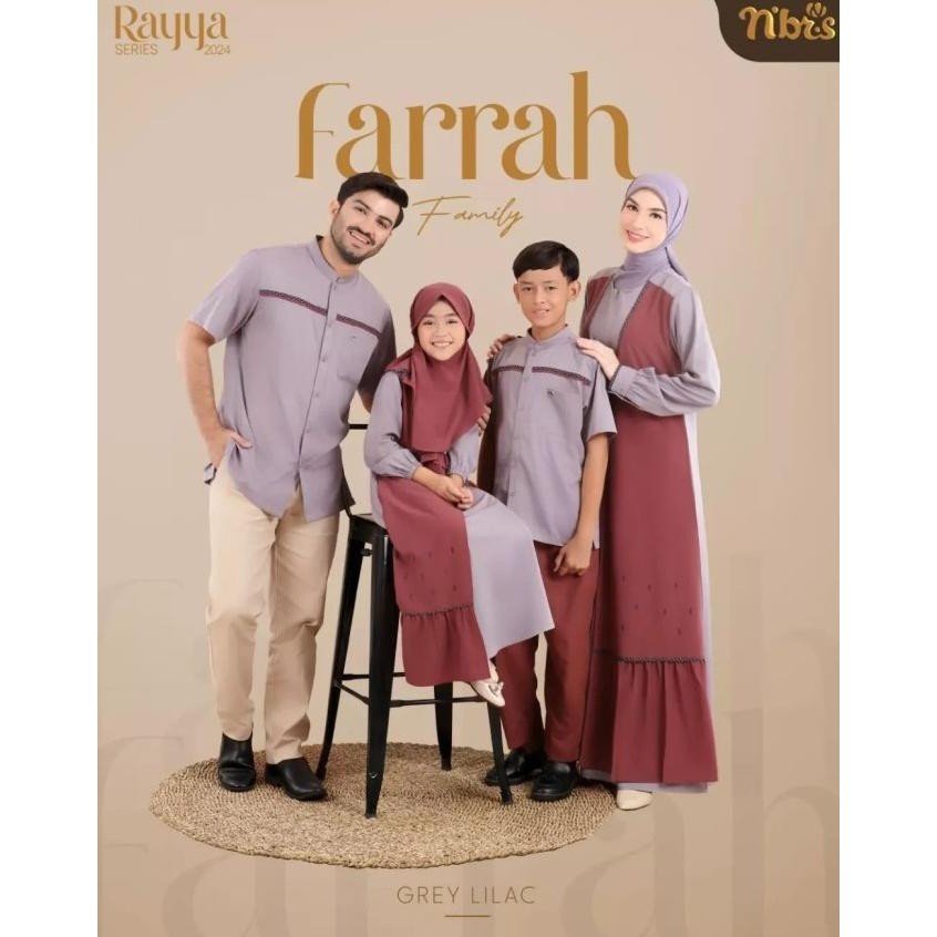 Sarimbit Nibras Rayya Farrah Grey Lilac Baju Muslim Couple Keluarga Terbaik