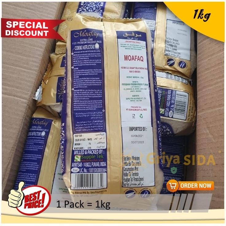 

Beras Basmati Moafaq 1Kg Asli Moafaq Basmati Sella Rice Premium Bukan Abukass