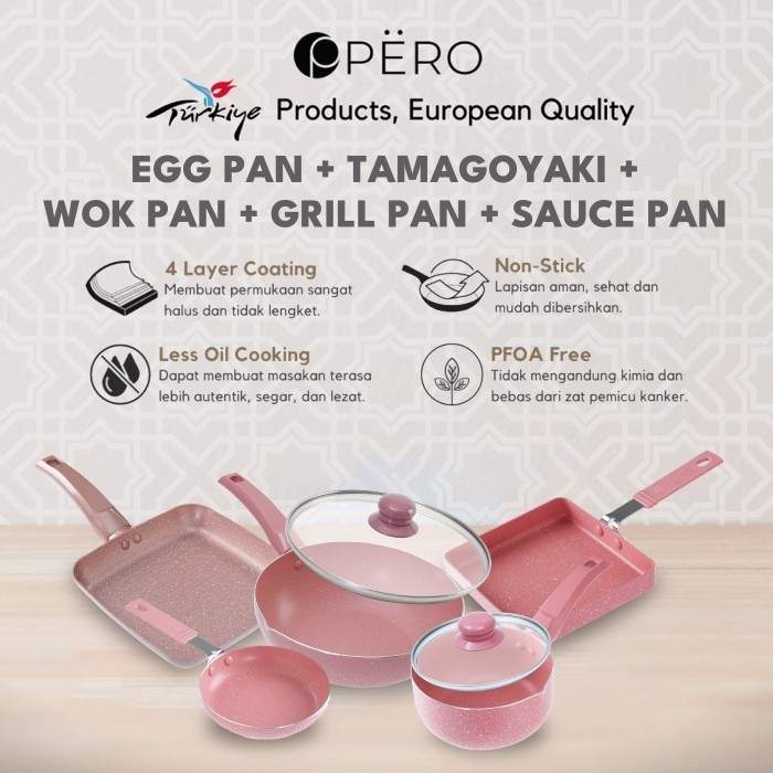 Pero Bundle - Egg Pan + Tamagoyaki + Wok Pan + Grill Pan + Sauce Pan