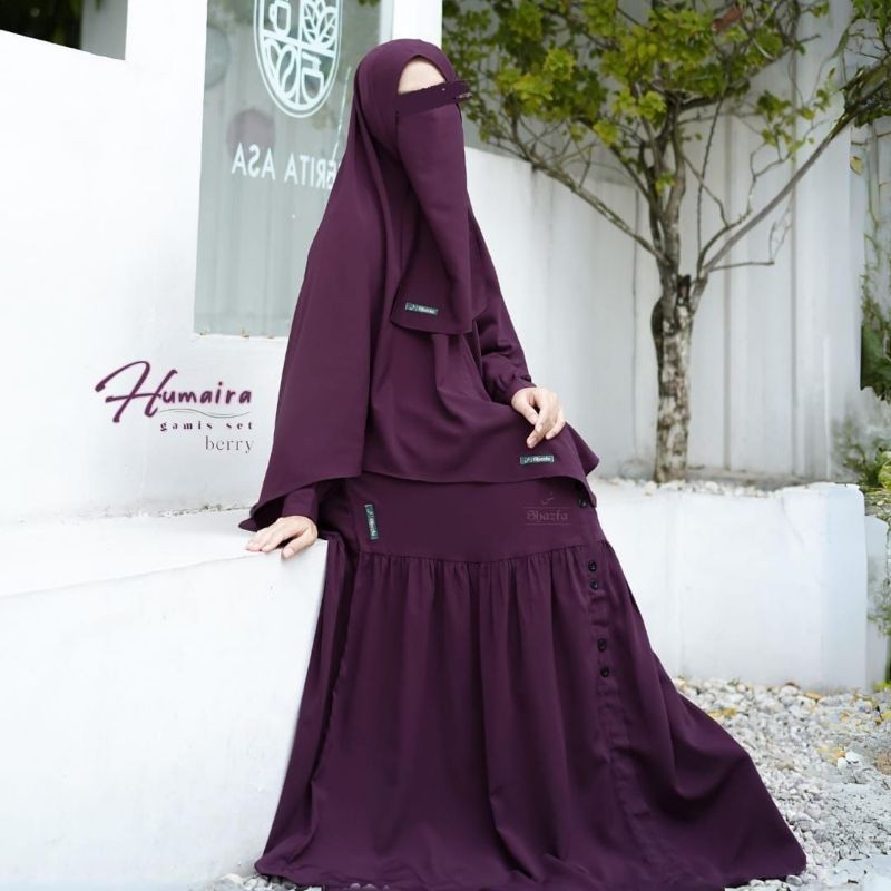 Humaira Set by Shazfa gamis wolfis tebal khimar jumbo