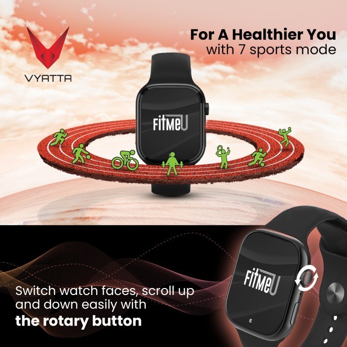 Vyatta Fitme U Smartwatch Hi Res Screen 2.09" Bluetooth Phone Call Ipx