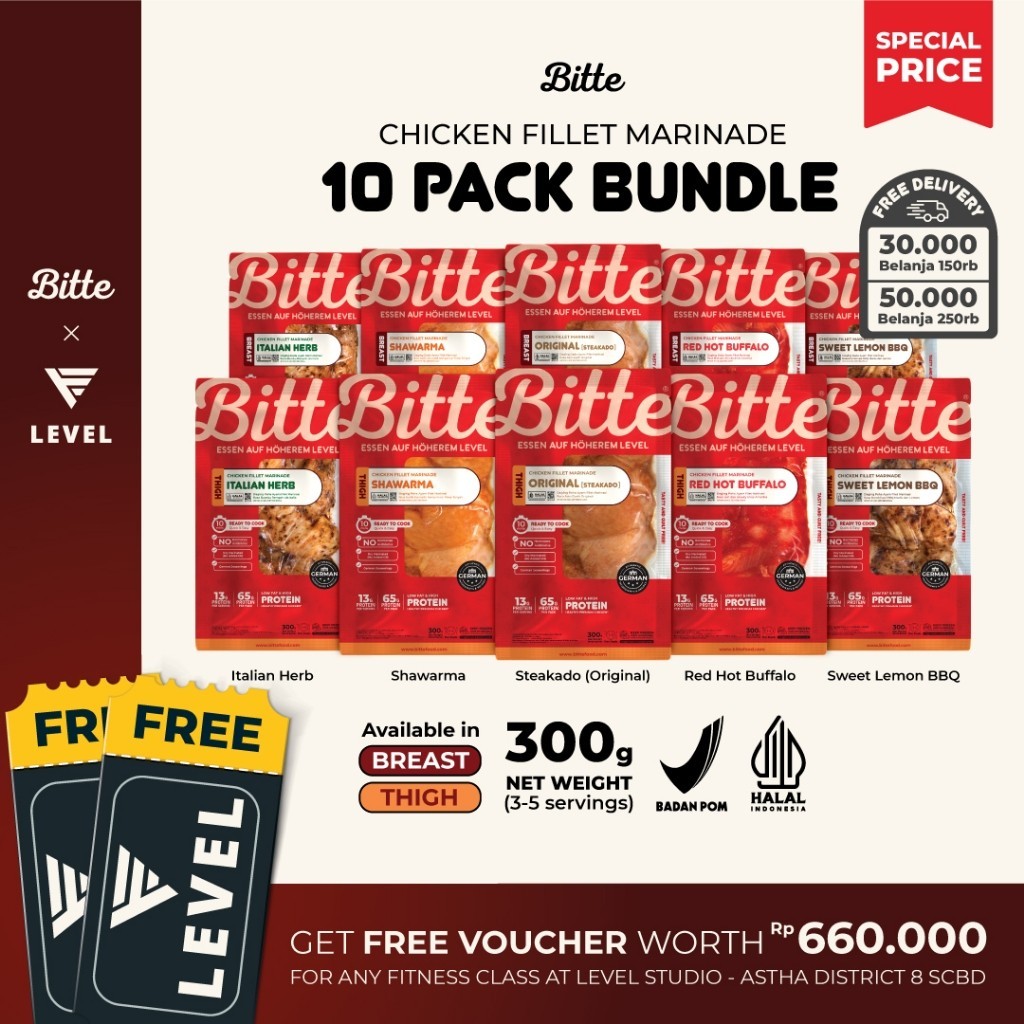

Bitte Food 10 Pack Bundle Chicken Fillet Marinade / Ayam Filet Marinasi 300G Free Voucher Workout At