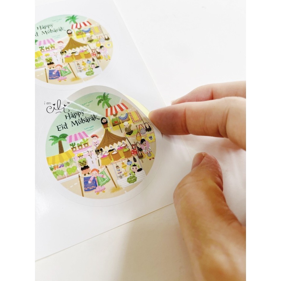 

(Sif045)Stiker Bulat Toples Kue Kering Tema Lebaran [Isi 32 Stiker]
