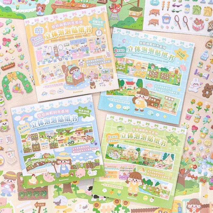 

Ruanruan Diy Stereoscopic 3D Sticker Book - Sticker Dekorasi Buku