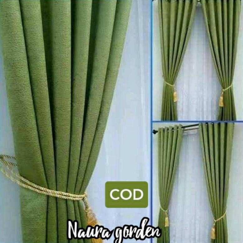 PROMO KEMBALI TIRAI GORDEN JENDELA BLACKOUT WARNA HIJAU PINTU RUMAH PANJANG UKURAN 100X250 GORDEN HO