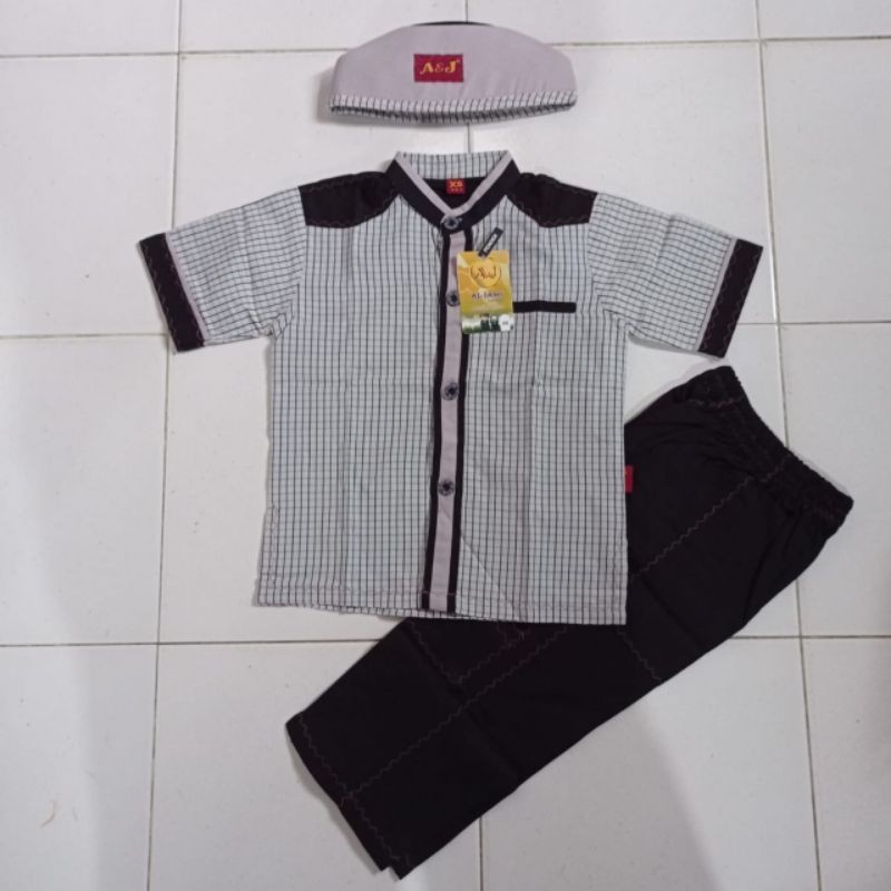 Setelan Baju Koko Anak Motif Kotak Usia 3-13Th by A&J