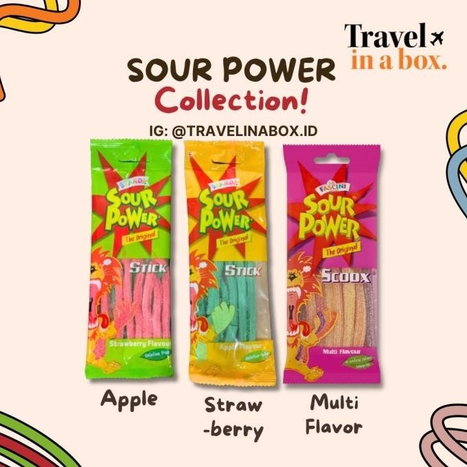 

Sour Power Fascini Sour STICKS Candy 40 gram Permen Asem IMPORT