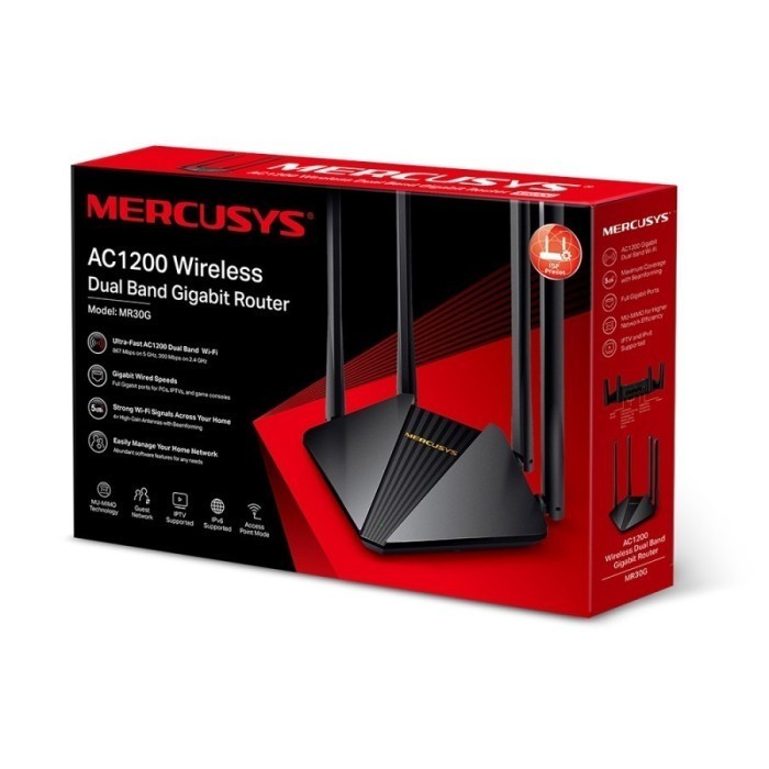 Mercusys Mr30G Wireless Ac1200 Dual Band Gigabit Router