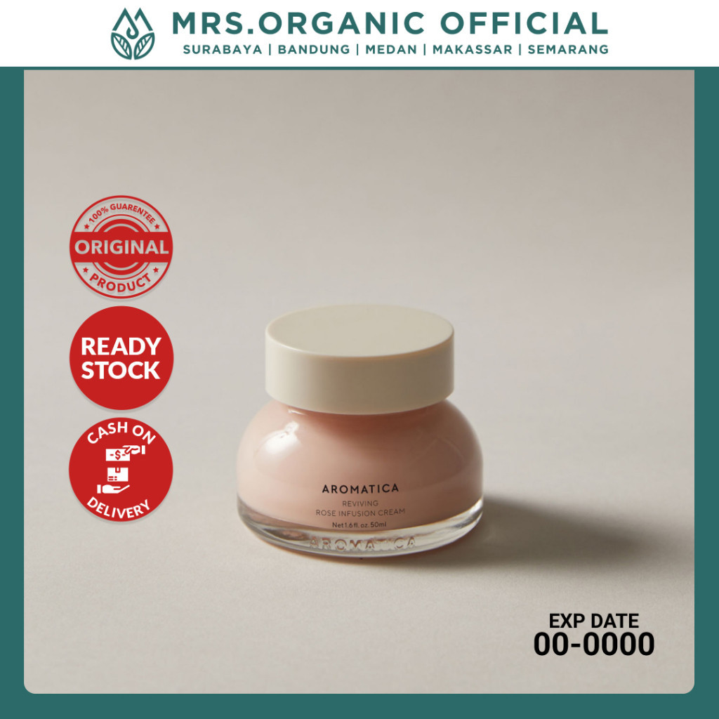 Aromatica Pelembab Wajah Reviving Rose Infusion Cream 50ml