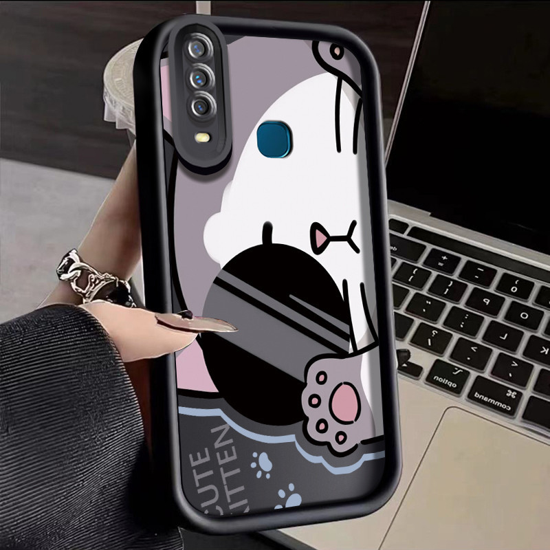 Casing Hp VIVO Y17 Y15 Y12 Y12i Y3 Y3s 2020 Case pola Kacamata hitam beruang desain Casing HP kamera