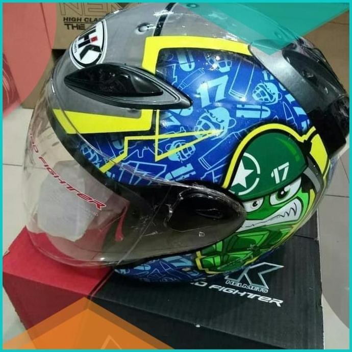 HELM NHK R6 MOTIF FLO BIRU LIS ABU-ABU KUNING METALIK 19F3B2024 parts