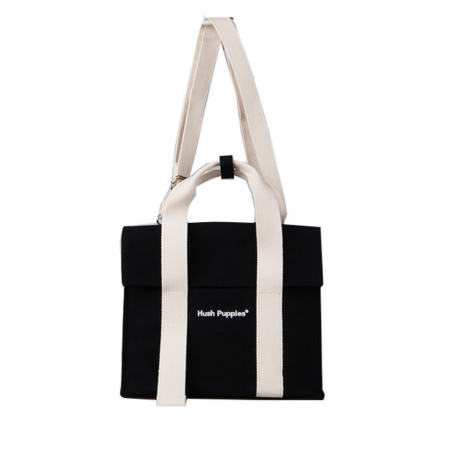 Hush Puppies Canvas Flap Bag In Black