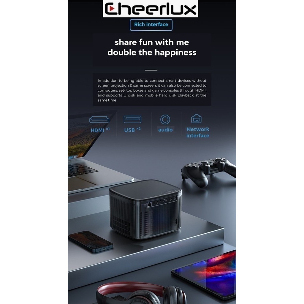 Proyektor Cheerlux C26 Android Projector 280 Ansi Auto Focus Digital