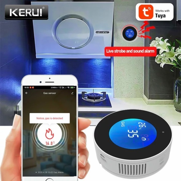 Gas Sensor Smart Gas Detector Lpg Kerui Tuya Smartlife Wifi Termometer