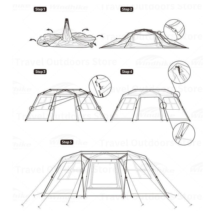 Tenda Glamping Naturehike Village 17 Cnh22Zp021 Camping Auto Tent 5-8P