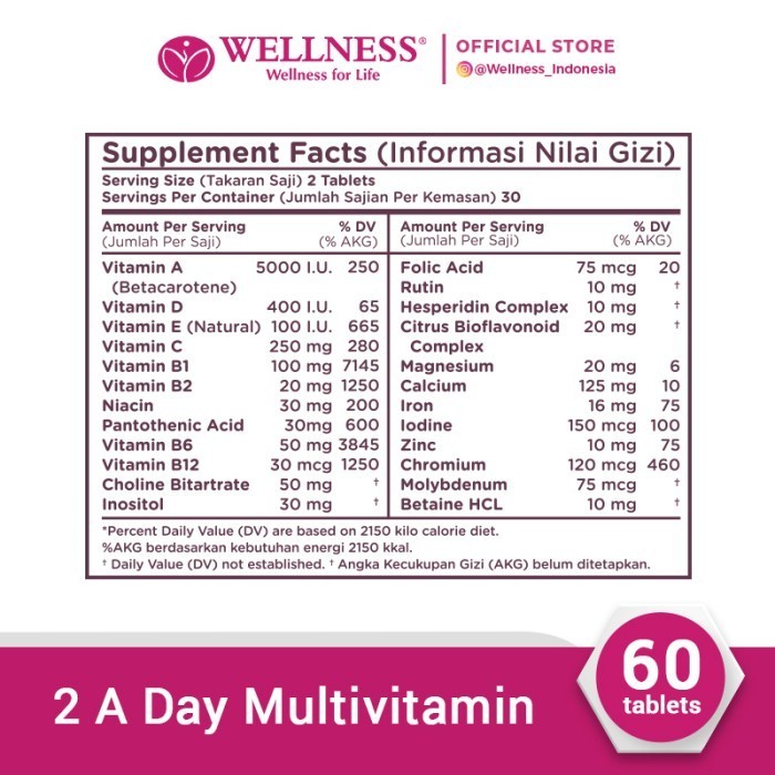 Wellness Multivitamin/Mineral 2-A-Day [60 Tablets]