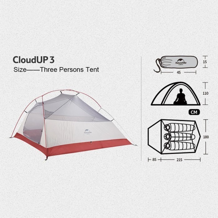 Tenda Naturehike Tent Cloud Up 3 2018 Nh18T030-T 20D