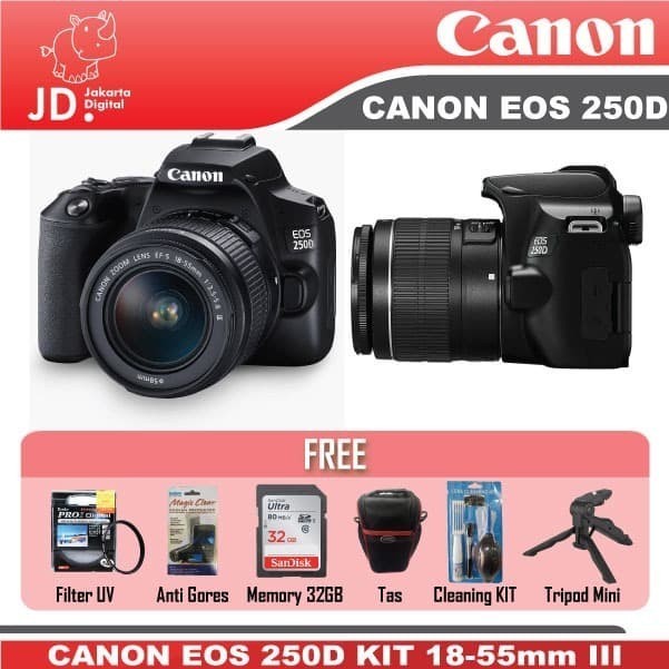 Canon Eos 250D Kit 18-55Mm Iii - Dslr Canon 250D Kit 18-55 Paket