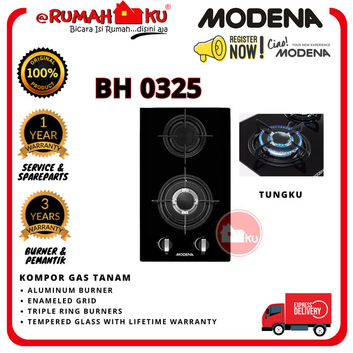Kompor Tanam Gas Modena Bh0325 2 Tungku Bukan Slow Cooker