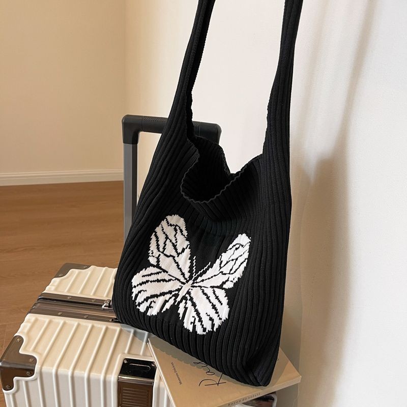 Tas Bahu Wanita, Benang Wol Rajut Kupu-kupu