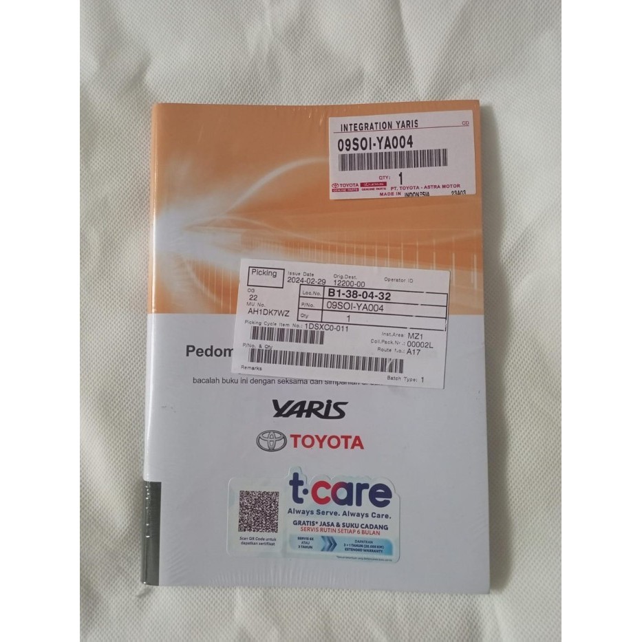 Buku Manual Pedoman Pemilik Integration Book New Yaris Original
