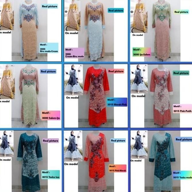 Dress Muslim Wanita Baju Gamis Lebaran Maxi Brukat 3021 Toska Tua Bellymart_