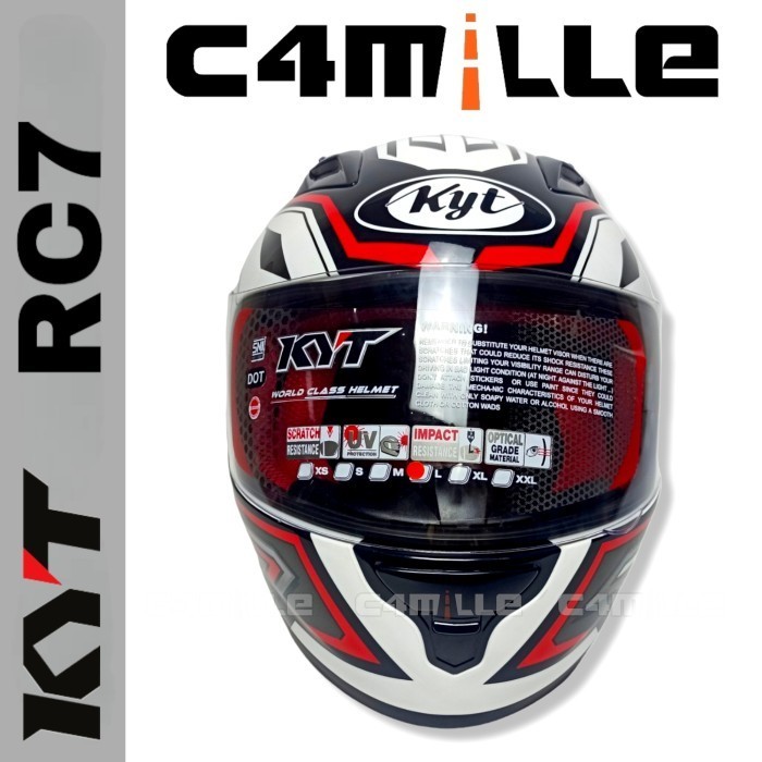Helm Full Face Kyt Rc 7 / Rc7 #14 White Black Red