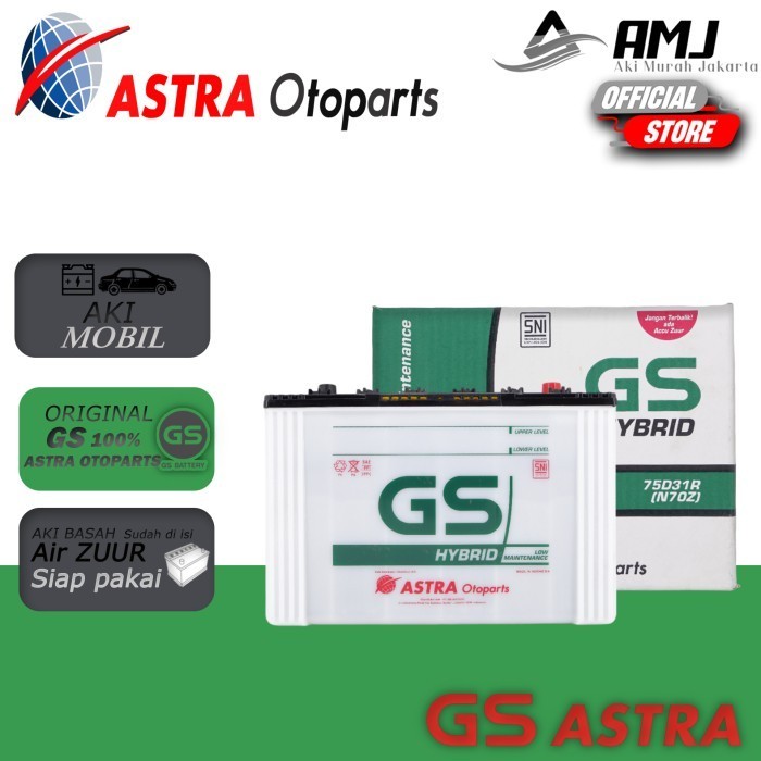 Aki Mobil Ford Ranger Gs Hybrid N70Z Astra (Aki Basah) 12V / 75 Ah