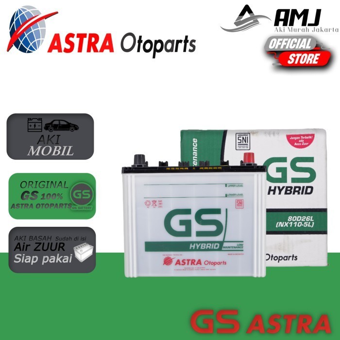 Aki Mobil Toyota Fortuner Diesel Gs Hybrid Astra 80D26L Aki Basah 70Ah