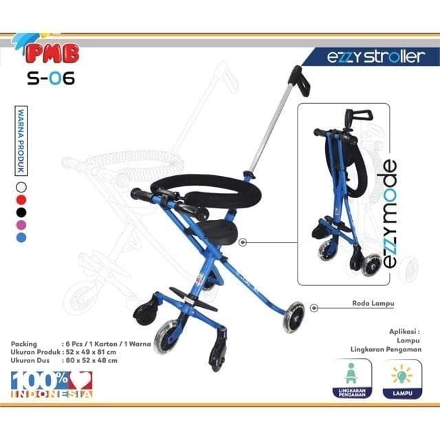 Pmb S06 Ezzy Simple Baby Stroller Mini Trike Kursi Dorong Bayi Roda 5