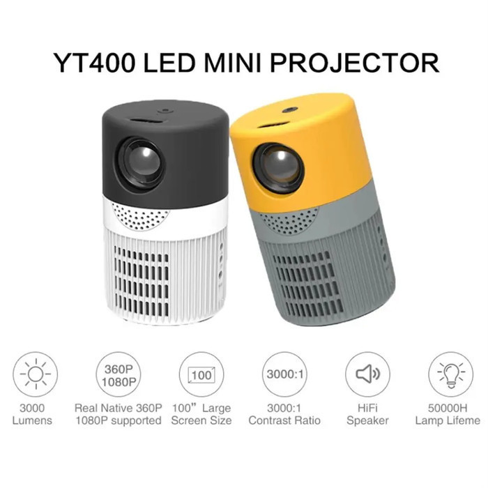 Proyektor Mini Yt400/ Mini Projector Yt 400 Rockware Led 3000 Lumens Termurah Terlaris Promo