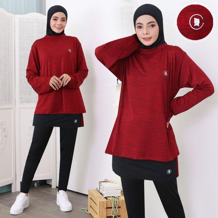 Airfit - Setelan Olahraga Wanita Sport Set Hijab-Atasan-Legging Rok