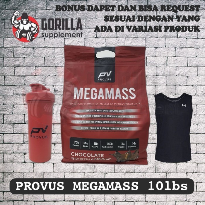 PROVUS MEGA MASS 10LBS 4.5KG 4500 GRAM MEGAMASS GAINER SUSU BULKING