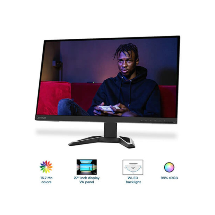 Monitor Led Lenovo G27Q-30 27" 1440P Va 165Hz Hdmi Dp Spk Heigh Adjust Termurah Terlaris Promo