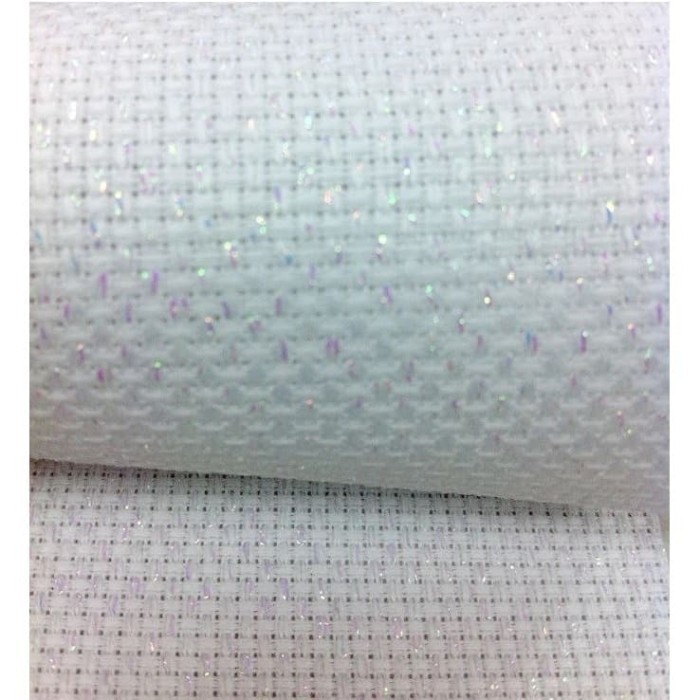 

Kain Aida Glitter Opal Pearl Putih 14Ct Cross Stitch Kristik Sulam