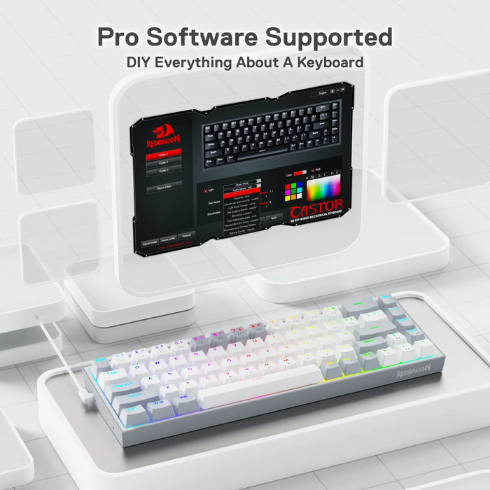 Redragon Mechanical Gaming Keyboard 65% Rgb Castor - K631