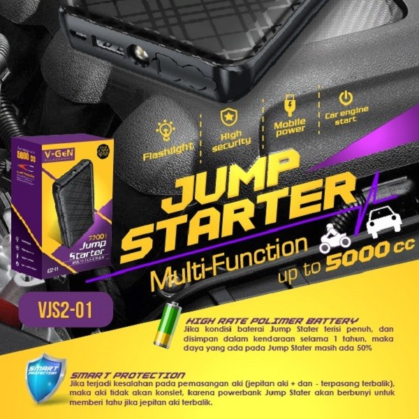 V-Gen Car Jumper Starter Powerbank 7200Mah Ca-03 Jumper Mobil Vgen
