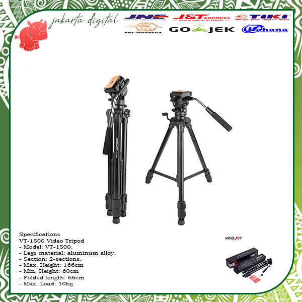 Tripod Video Kingjoy Vt-1500 Fluidhead Profesional Video Kamera