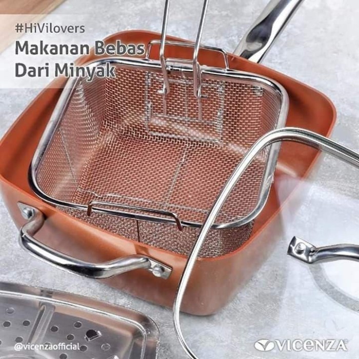 Vicenza Square Pan Panci Kotak With Lid 24 Cm - Vicenza Vsp-24 Termurah Terlaris Promo