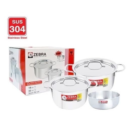Zebra Panci Set Stainless 18Cm & 22Cm 185238 / Panci Set Induksi Termurah Terlaris Promo