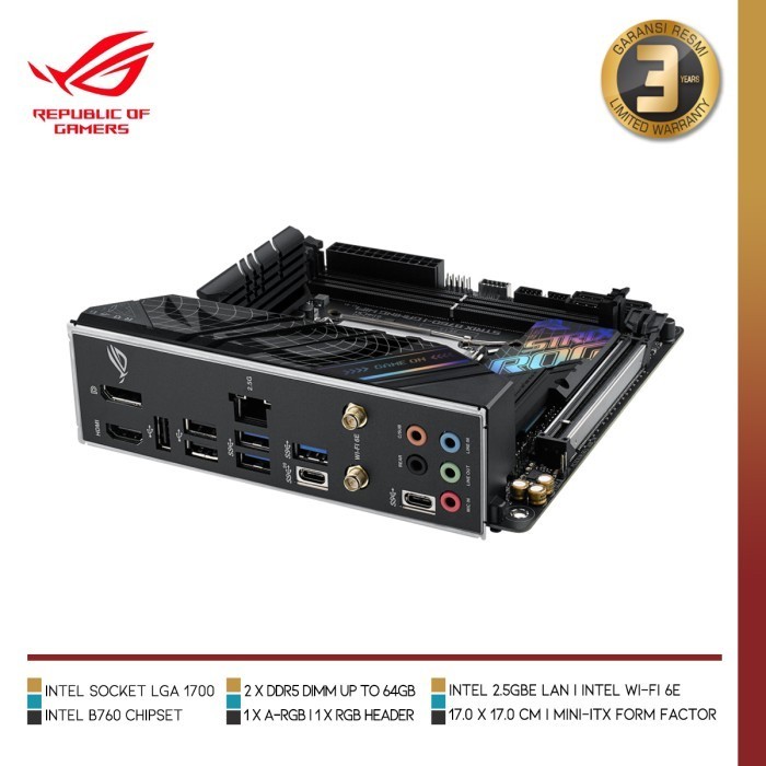Asus Rog Strix B760-I Gaming Wifi Intel B760 Lga 1700 Ddr5 Mini-Itx
