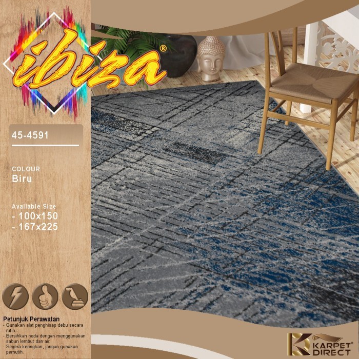 [Karpet Direct] Ibiza Karpet (Biru) 167X225 Cm - Kode 45-4591