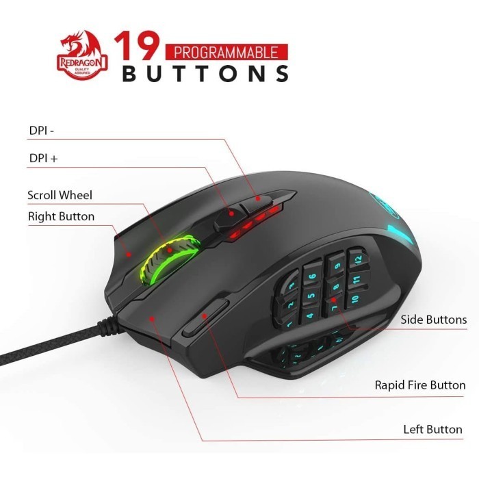 Redragon Dual Mode Gaming Mouse Rgb Impact Elite - M913