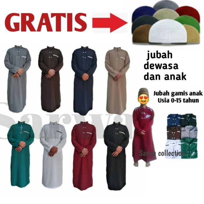Jubah Pria Jumbo baju jubah pria gamis pria dewasa baju jubah anak - moka, 4 Murah