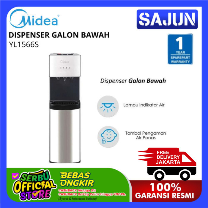 Midea Yl1566S Dispenser Galon Bawah Hot Normal Cold Yl-1566S