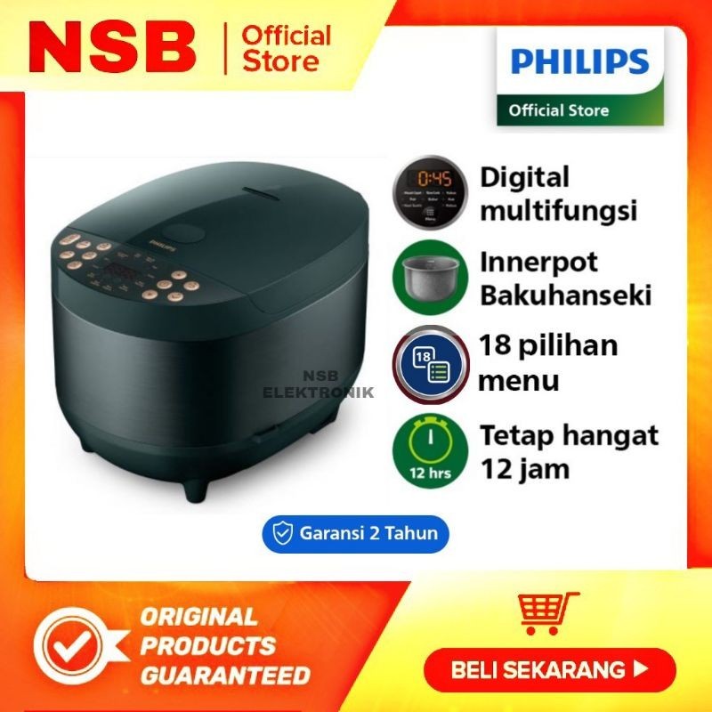 Philips Digital Rice Cooker [1.8 L] HD4515/85 - Desert green Magic Com Mejikom