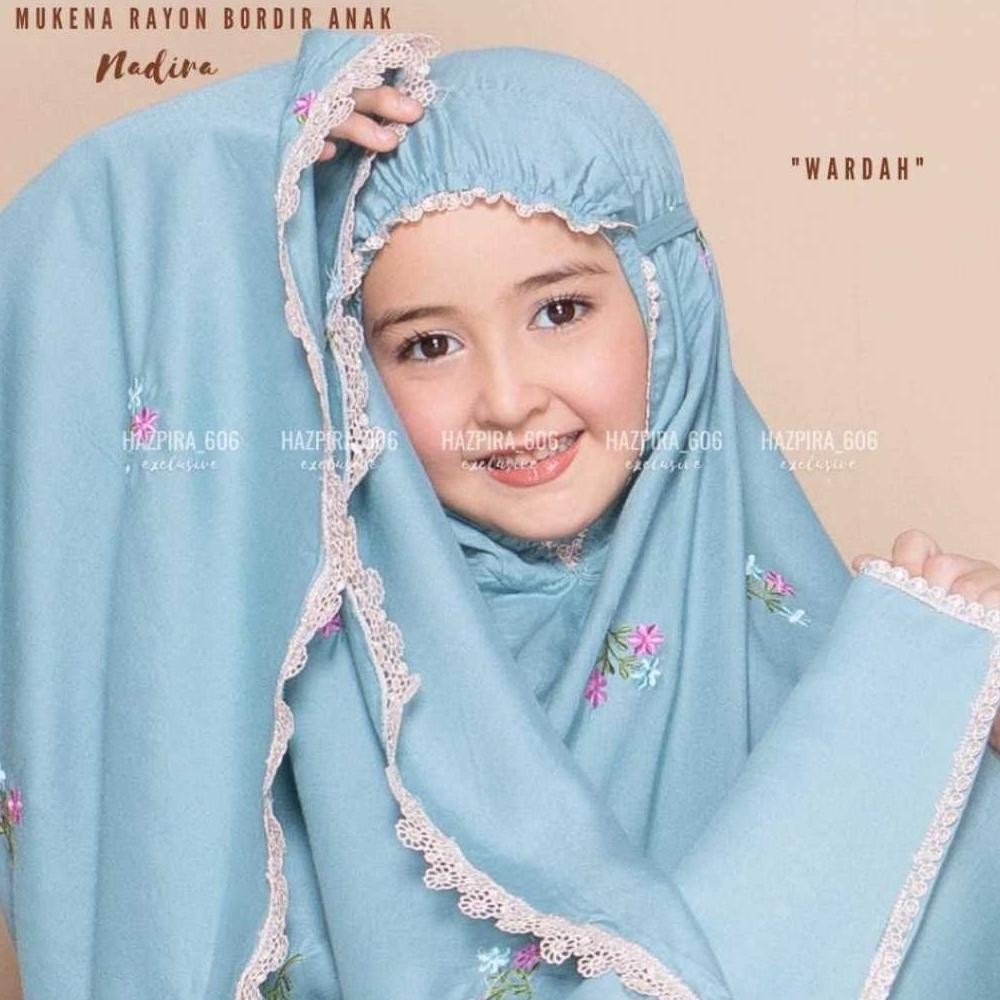 Terbaru 3.3 | Ready Stok | Mukena Nadira Anak Umur 3-15 Tahun Katun Rayon Bordir Nadira Mukena Mewah