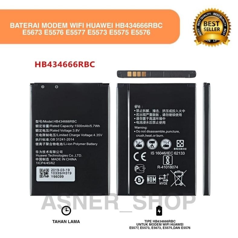 "Harga Spesial" Baterai Huawei HB434666RBC Bat Bolt Modem Slim 2 WiFi E5573 E5575 E5577 E5673 Batre ||