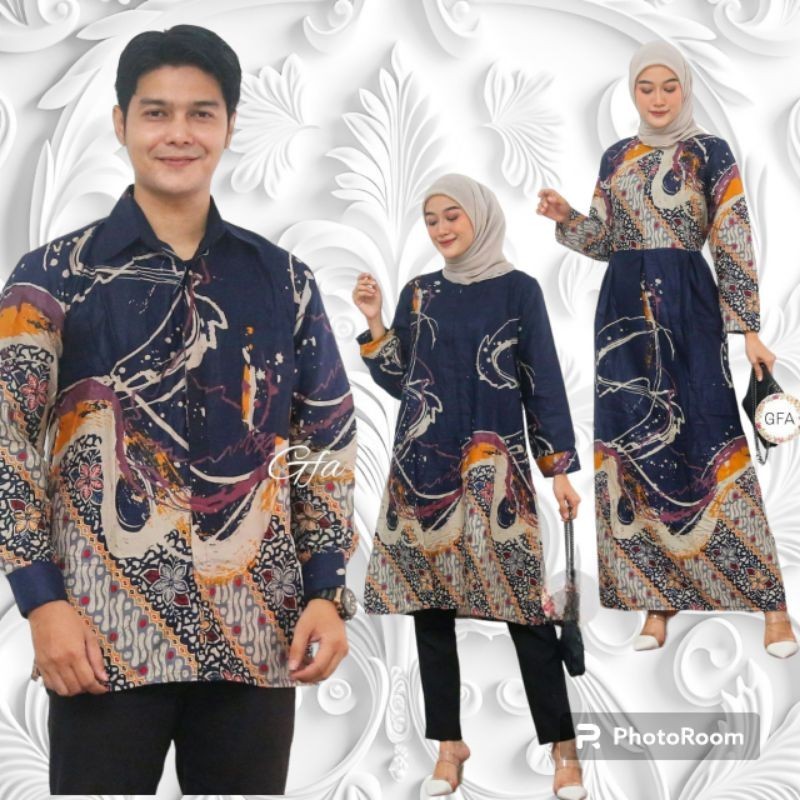 Baju Batik Couple Kemeja dan Gamis Pasangan Kaisa Batik