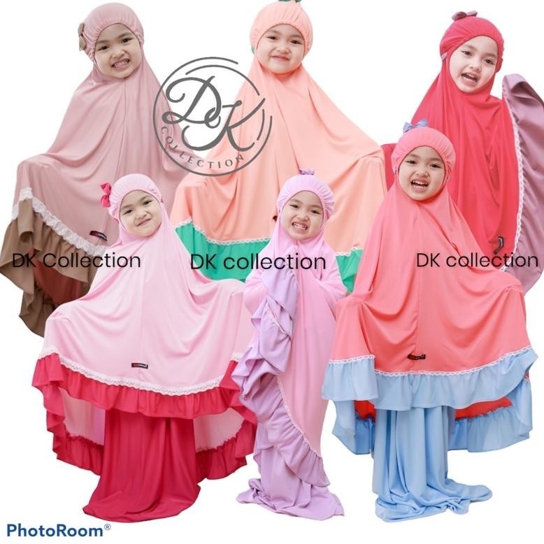 Terbaru 3.3 | Ready Stok | Mukena Anak Aksen Pita Dan Renda Allsize Umur 3-6Tahun Terbaru | Termurah